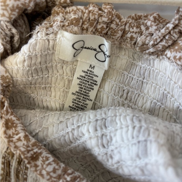 Jessica Simpson Boho Floral Cream and Brown Textured Maxi Dress Size M - Picture 6 of 8